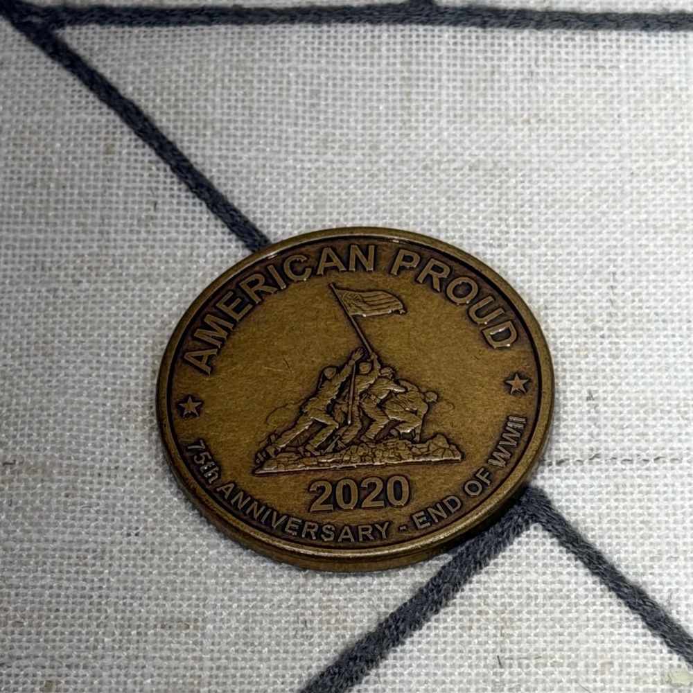 American Legion Challenge Coin 1.5" Bronze 75th Anniversary End of WWII 2020